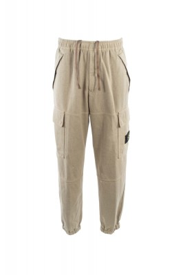 Jogging-Cargohose Woll Nylon Flanell-TC mit elastischen Beinbüdchen Graugelb 
