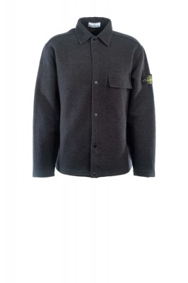 Overshirt Micro Bouclé mit Druckknopfverschluss Dunkelblau 