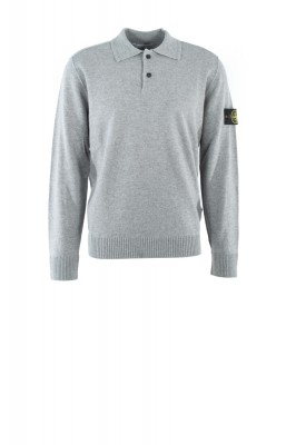 Pullover Light RWS Geelong Wool mit Polo-Kragen und Knopfleiste Hellgrau 