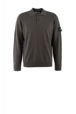 Pullover Light RWS Geelong Wool mit Polo-Kragen und Knopfleiste Braun 