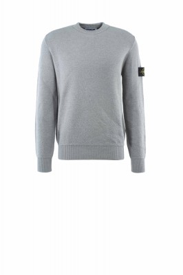 Pullover mit Rundhalsausschnitt Pure RWS Wool mit gerippten Abschlüssen Hellgrau 