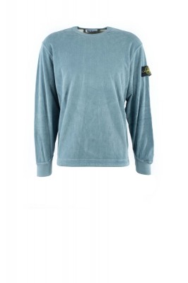 Sweatshirt Jersey Corduroy mit Rundhalsausschnitt und Schulter-Einsätzen Stahlblau 