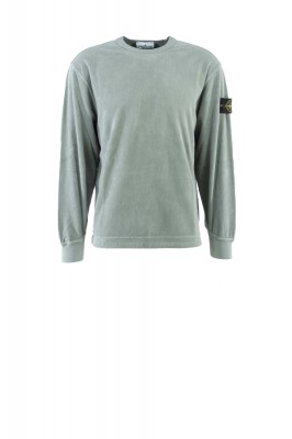 Sweatshirt Jersey Corduroy mit Rundhalsausschnitt und Schulter-Einsätzen Salbeigrün 