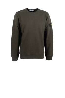 Sweatshirt mit Rundhalsausschnitt Brushed Organic Cotton Fleece mit gerippten Einsätzen Militärgrün 
