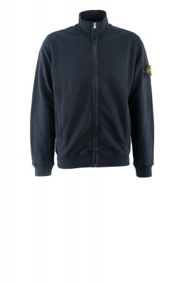 Trainingsjacke Brushed Organic Cotton Fleece mit gerippten Einsätzen Meeresblau 