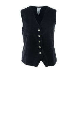 Damen Feincord-Weste aus reiner Baumwolle Schwarz Tonno & Panna 