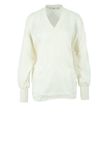 0039 Italy Blusenshirt Ilea aus Seide Cremefarben