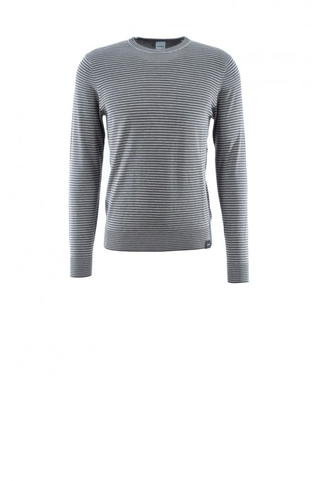 Aspesi Herren Pullover aus Baumwolle-Seide Grau Gestreift
