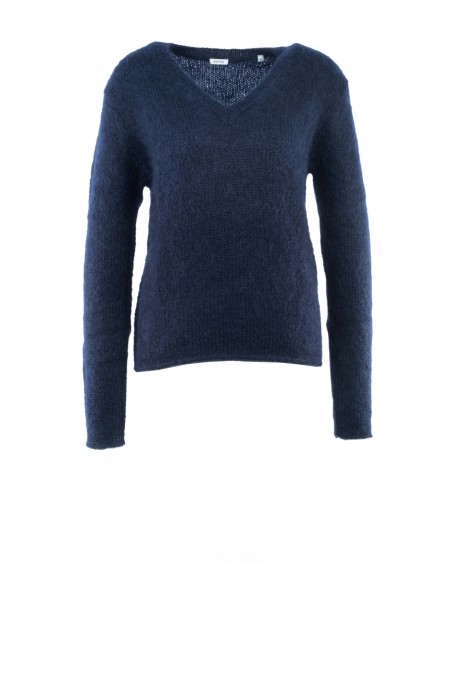 Aspesi Pullover mit V-Ausschnitt aus Mohair-Woll-Mischung Blau