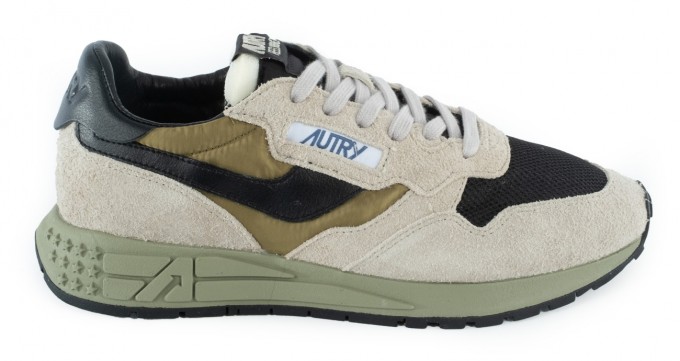 Autry Herren Sneaker REELWIND Low aus Leder in Dunkeloliv und Kräuter