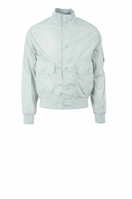 C.P. Company Bomberjacke mit Knopfverschluss und Linsendetail Perlgrau