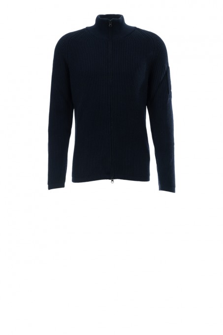 C.P. Company Strickjacke aus Re-Wool im Rippdesign Blau