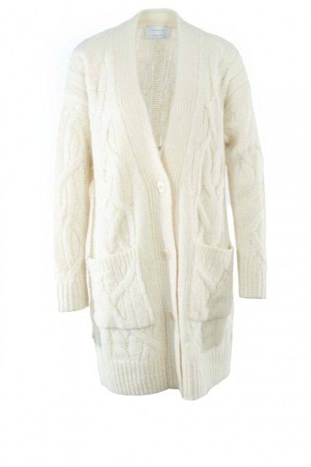 Daniele Fiesoli Damen Cardigan aus Alpaka, Merinowolle und Polyamid in Creme