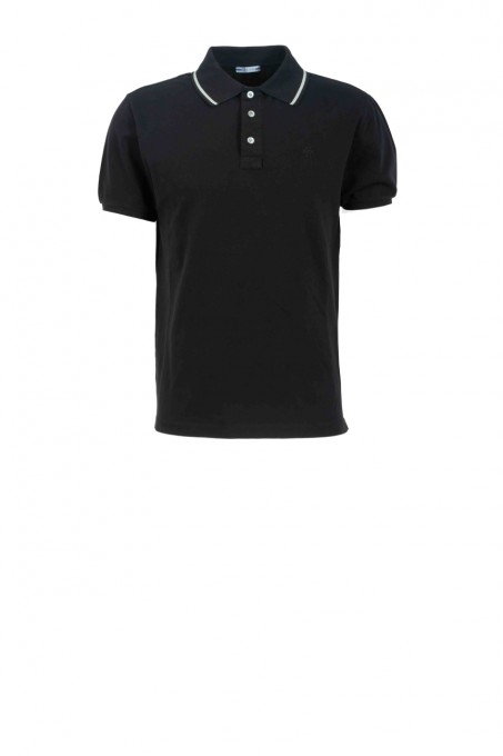 Jacob Cohen Polo aus Comfort Piqué Baumwolle Schwarz