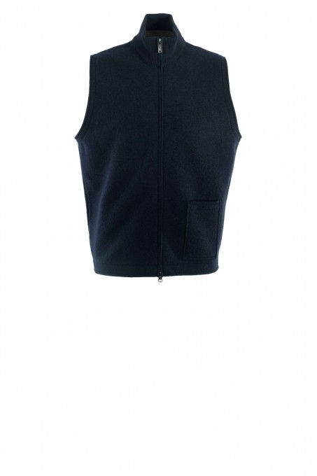 Phil Petter Herren Zip-Weste aus 100 % Wolle Navyblau