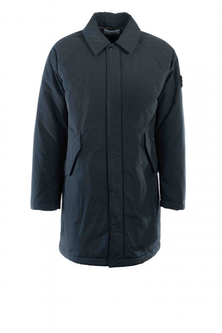 Stone Island Langer Mantel Micro Reps mit Anti-Drop-Ausrüstung Meeresblau