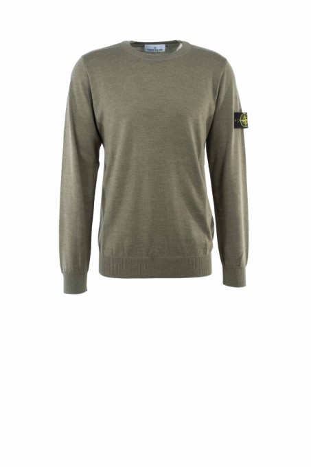 Stone Island Pullover Light RWS Pure Wool mit Rundhalsausschnitt Oliv
