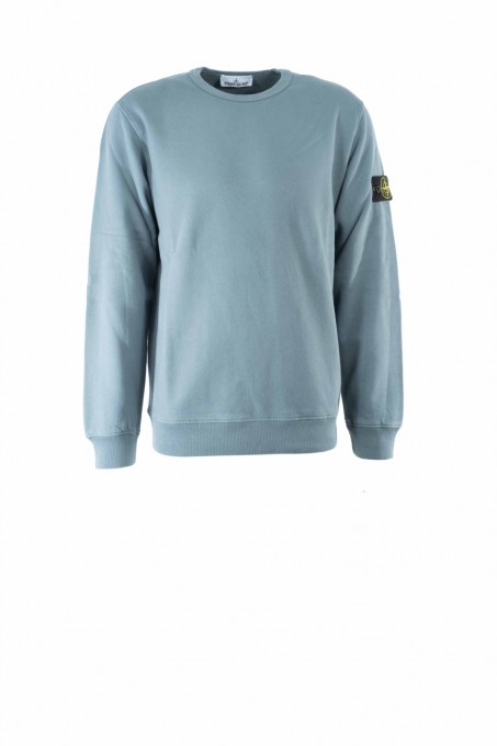 Stone Island Sweatshirt mit Rundhalsausschnitt Brushed Organic Cotton Fleece mit gerippten Einsätzen Blaugrau